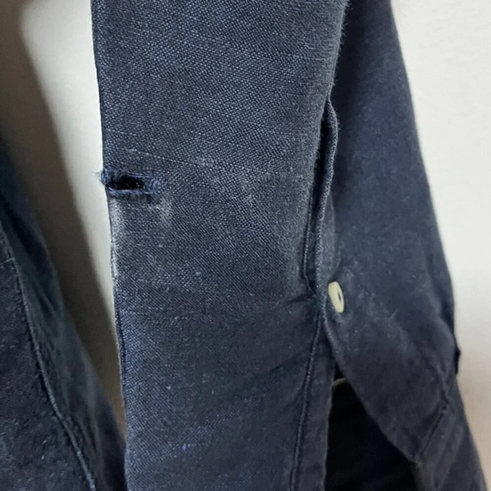 Banana Republic Navy Linen Cotton Long Sleeve Shirt M